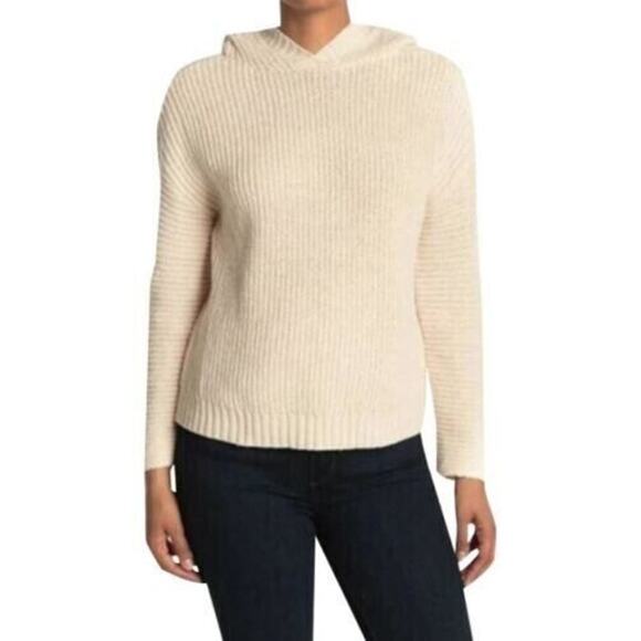 Abound Women's Cozy Ribbed Knit Hoodie In Beige Oatmeal Light Heather Small - Picture 1 of 4